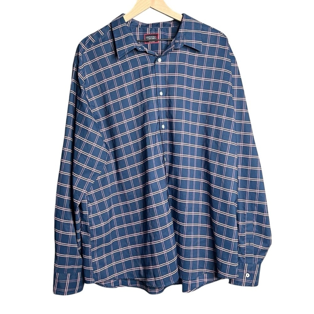 UNTUCKit Tayson Button Down Shirt Navy & Pink Long Sleeves Relaxed Fit Size XXXL